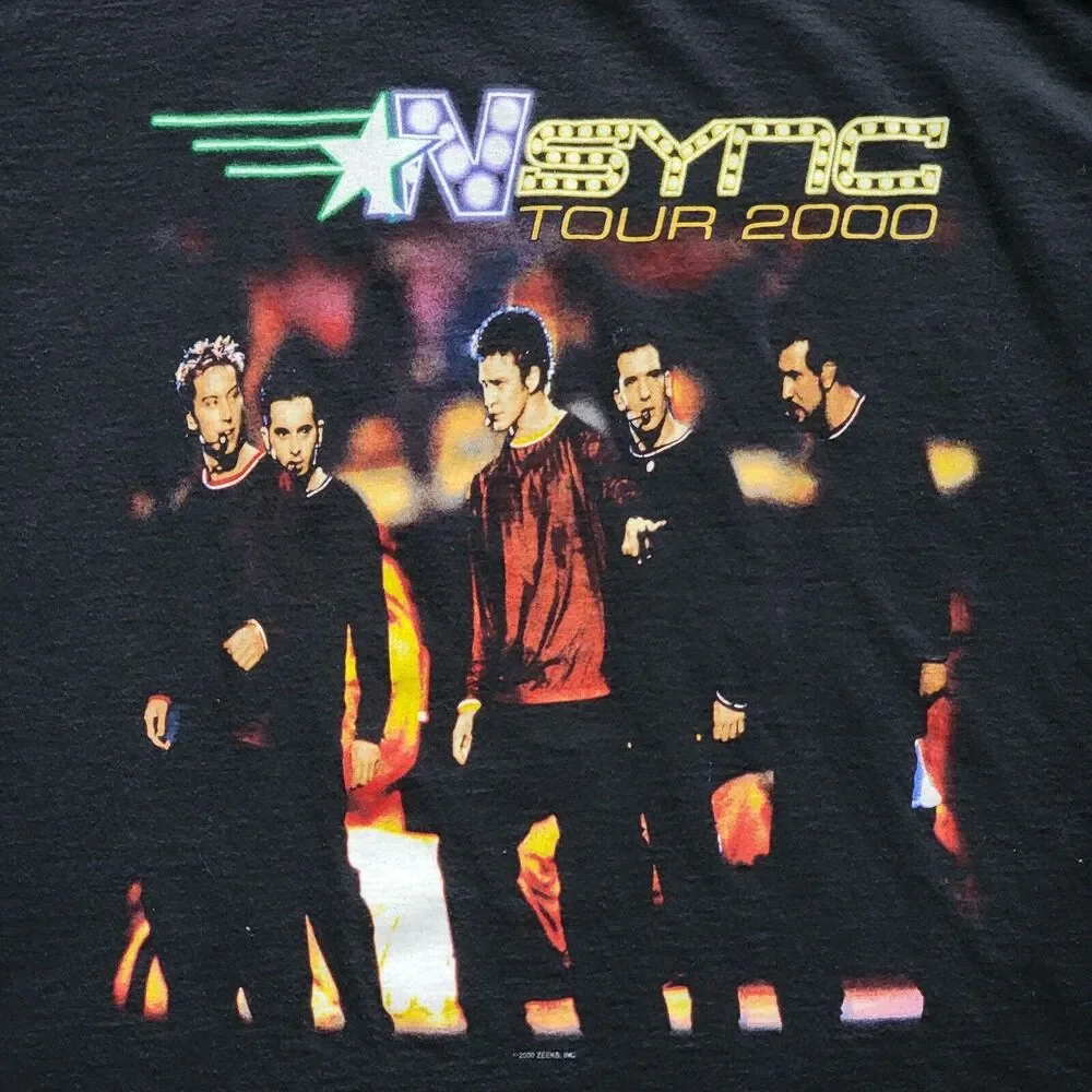 Vintage NSYNC Tour 2000 Band T Shirt Black Winterland Paper Tag Double Sided Y2K